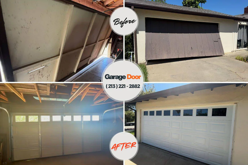 Before and after: garage door repair Verona, KY